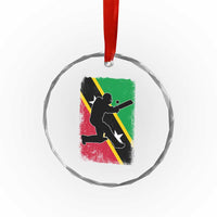 Saint Kitts and Nevis Cricket Crystal Glass Ornament Retro Vintage Sport Kittitian Flag West Indies Cricket Fan
