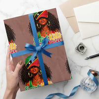 Saint Kitts and Nevis Princess Wrapping Paper Roll Melanin Afro Girl Heritage Gift for Black Girls