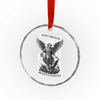 Saint Michael Protect Us In Battle Crystal Glass Ornament American Flag Catholic Christian Faith - Wonder Print Shop