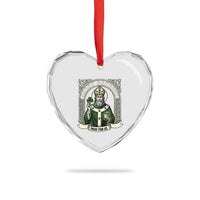 Saint Patrick Pray For Us Heart Crystal Glass Ornament St Patricks Day Religious Gift