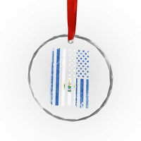 Salvadoran America Flag Crystal Glass Ornament El Salvador USA Patriotic - Wonder Print Shop