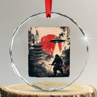 Samurai Bigfoot Crystal Glass Ornament Funny Japanese Retro Vintage Sasquatch Graphic Ukiyo-e Art TS10