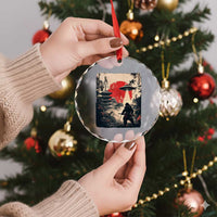 Samurai Bigfoot Crystal Glass Ornament Funny Japanese Retro Vintage Sasquatch Graphic Ukiyo-e Art TS10