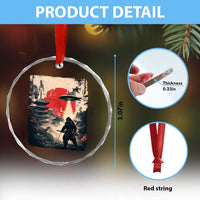 Samurai Bigfoot Crystal Glass Ornament Funny Japanese Retro Vintage Sasquatch Graphic Ukiyo-e Art TS10