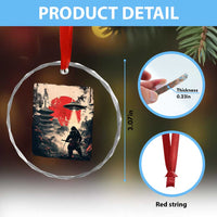 Samurai Bigfoot Crystal Glass Ornament Funny Japanese Retro Vintage Sasquatch Graphic Ukiyo-e Art TS10