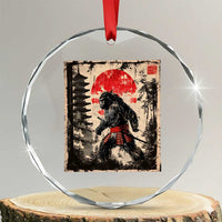 Samurai Bigfoot Crystal Glass Ornament Japanese Vintage Sasquatch Graphic Ukiyo-e Art Funny TS10