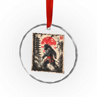Samurai Bigfoot Crystal Glass Ornament Japanese Vintage Sasquatch Graphic Ukiyo-e Art Funny TS10