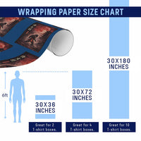 Samurai Bigfoot Wrapping Paper Roll Vintage Japanese Graphic Ukiyo-e Art Sasquatch Red Moon