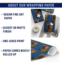 Samurai Bigfoot Japanese UFO Wrapping Paper Roll Sasquatch Ailen Ukiyo-e - Wonder Print Shop