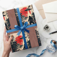 Samurai Bigfoot Wrapping Paper Roll Funny Japanese Retro Vintage Sasquatch Graphic Ukiyo-e Art - Wonder Print Shop