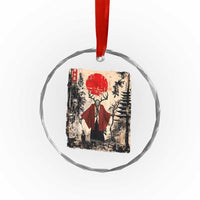 Samurai Wendigo Crystal Glass Ornament Japanese Vintage Graphic Ukiyo-e Art Funny Dark Fantasy TS10