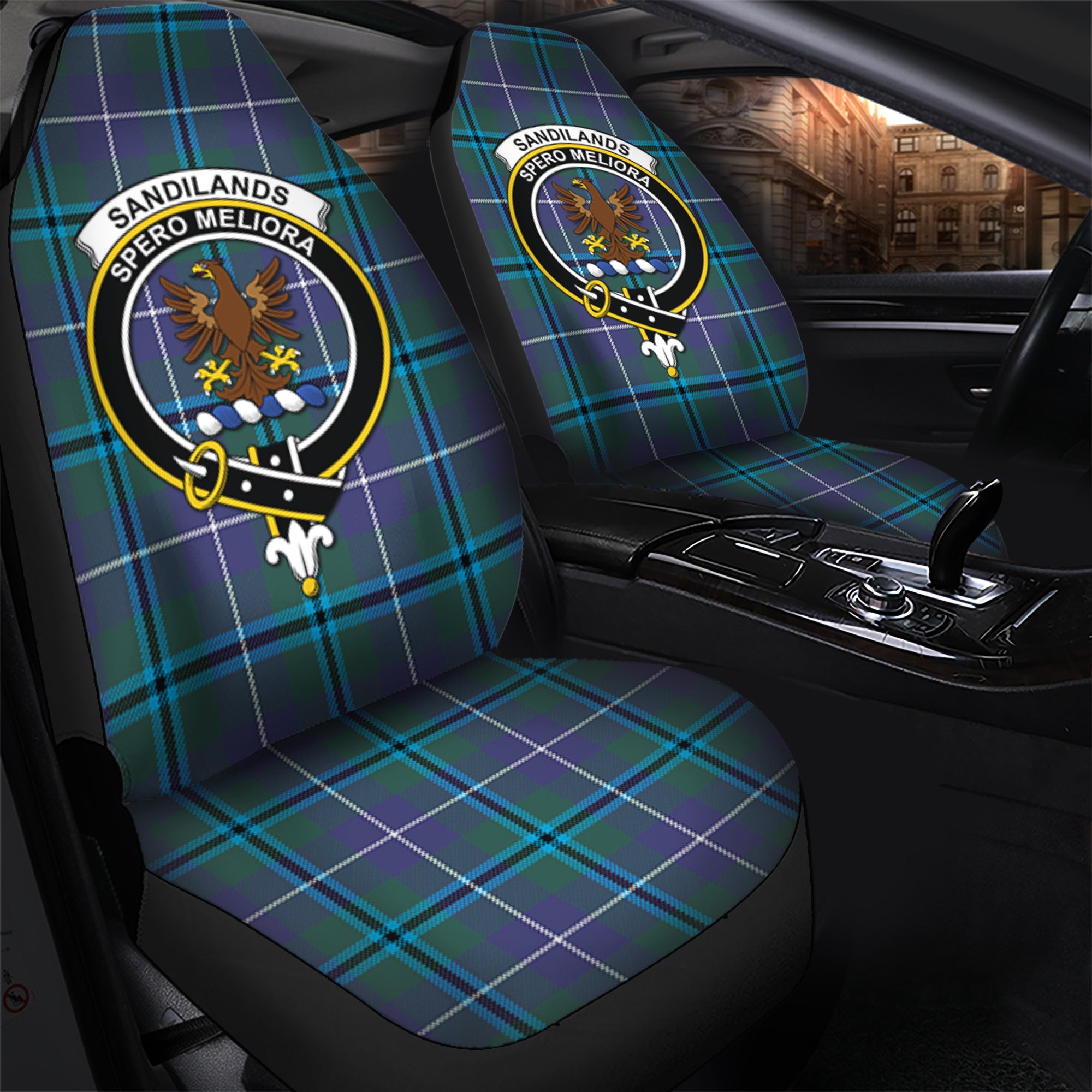 Sandilands Clan Tartan Car Seat Cover, Family Crest Tartan Seat Cover TS23