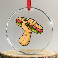 Sandwich Power Fist Crystal Glass Ornament Sarcastic Food Revolution Political Satire TS02