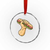 Sandwich Power Fist Crystal Glass Ornament Sarcastic Food Revolution Political Satire TS02