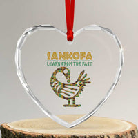 Sankofa Learn From The Past Heart Crystal Glass Ornament African Bird Black History Akan Pattern