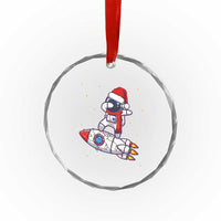 Santa Astronaut Dabbing Space Rocket Xmas Crystal Glass Ornament TS09