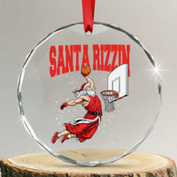 Santa Basketball Christmas Crystal Glass Ornament He Is Rizzin - Wonder Print Shop