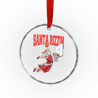 Santa Basketball Christmas Crystal Glass Ornament He Is Rizzin TS14