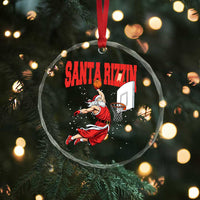 Santa Basketball Christmas Crystal Glass Ornament He Is Rizzin - Wonder Print Shop