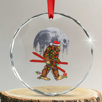 Santa Bigfoot Christmas Crystal Glass Ornament Funny Sasquatch Skiing Snowboard Ski Lover Skier - Wonder Print Shop