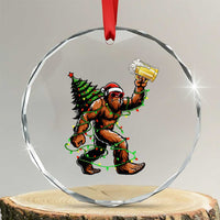 Santa Bigfoot Christmas Tree Crystal Glass Ornament Xmas Lights Funny Sasquatch Beer - Wonder Print Shop