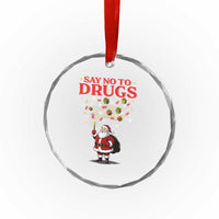 Santa Christmas Crystal Glass Ornament AIDS Awwanrness Red Ribbon HIV Support TS14