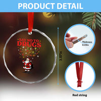 Santa Christmas Crystal Glass Ornament AIDS Awwanrness Red Ribbon HIV Support TS14