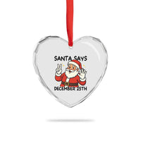 Santa Christmas December 25th Season Heart Crystal Glass Ornament - Wonder Print Shop