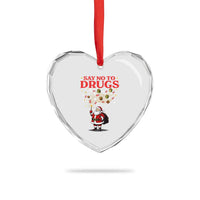 Santa Christmas Heart Crystal Glass Ornament AIDS Awwanrness Red Ribbon HIV Support - Wonder Print Shop