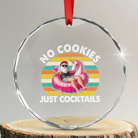 Santa Christmas In July Crystal Glass Ornament No Cookies Just Cocktails Flamingo Summer Beach Hawaii TS10