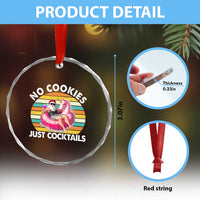 Santa Christmas In July Crystal Glass Ornament No Cookies Just Cocktails Flamingo Summer Beach Hawaii TS10