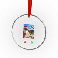 Santa Christmas Meme Crystal Glass Ornament Reindeer Video Call - Wonder Print Shop