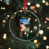 Santa Christmas Meme Crystal Glass Ornament Reindeer Video Call - Wonder Print Shop