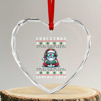 Santa Claus Gamer Heart Crystal Glass Ornament Christmas Gmaing Crew - Wonder Print Shop