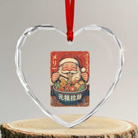 Santa Eating Ramen Noodles Japanese Christmas Heart Crystal Glass Ornament - Wonder Print Shop