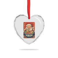 Santa Eating Ramen Noodles Japanese Christmas Heart Crystal Glass Ornament - Wonder Print Shop