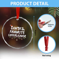 Santa Favorite Cheerleader Crystal Glass Ornament Christmas Cheerleading Gift - Wonder Print Shop