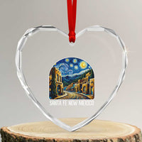 Santa Fe New Mexico Starry Night Style Heart Crystal Glass Ornament