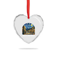 Santa Fe New Mexico Starry Night Style Heart Crystal Glass Ornament
