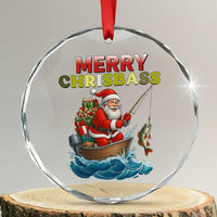 Santa Fishing Christmas Crystal Glass Ornament Funny Fisherman Merry Chrisbass Xmas TS14