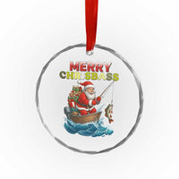 Santa Fishing Christmas Crystal Glass Ornament Funny Fisherman Merry Chrisbass Xmas - Wonder Print Shop