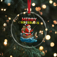 Santa Fishing Christmas Crystal Glass Ornament Funny Fisherman Merry Chrisbass Xmas TS14