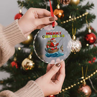 Santa Fishing Christmas Crystal Glass Ornament Funny Fisherman Merry Chrisbass Xmas - Wonder Print Shop