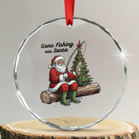 Santa Fishing Chritsmas Crystal Glass Ornament Funny Fisherman Xmas - Wonder Print Shop