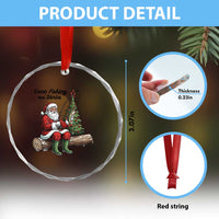 Santa Fishing Chritsmas Crystal Glass Ornament Funny Fisherman Xmas - Wonder Print Shop