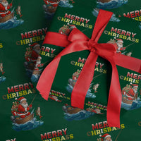 Santa Fishing Xmas Wrapping Paper Roll Funny Fisherman Merry Chrisbass Xmas - Wonder Print Shop