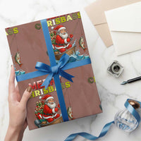 Santa Fishing Xmas Wrapping Paper Roll Funny Fisherman Merry Chrisbass Xmas - Wonder Print Shop