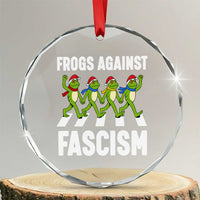 Santa Frog Against Fascism Crystal Glass Ornament Christmas Holiday Frogs Band Resistance Protest - Wonder Print Shop