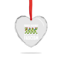 Santa Frog Against Fascism Heart Crystal Glass Ornament Christmas Holiday Frogs Band Resistance Protest - Wonder Print Shop