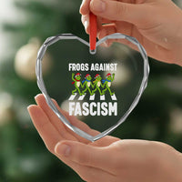 Santa Frog Against Fascism Heart Crystal Glass Ornament Christmas Holiday Frogs Band Resistance Protest - Wonder Print Shop